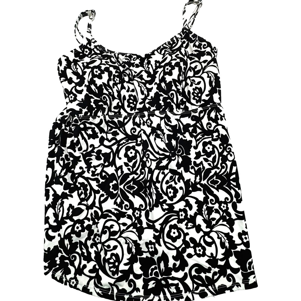 MOTHERHOOD‎ MATERNITY NWT Women's Small Black White Paisley Padded Tankini Top